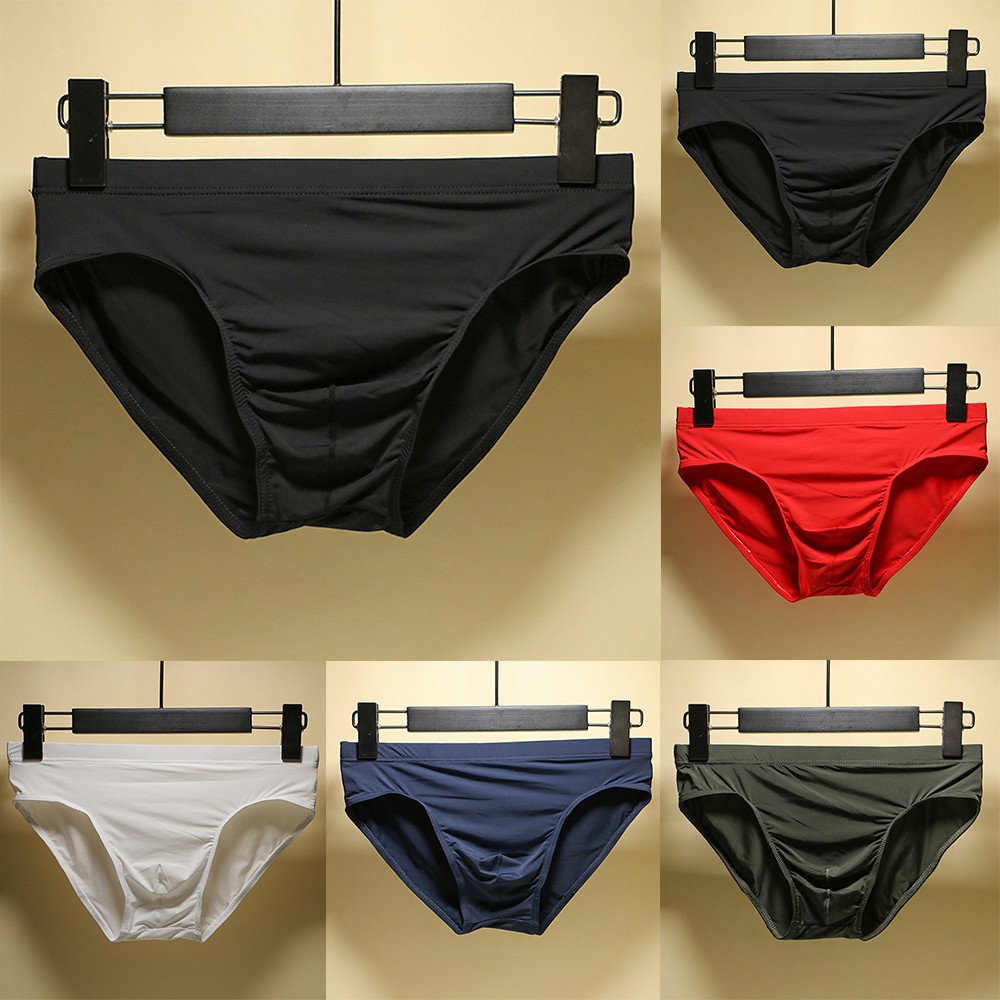 Quần Lót Lụa Lạnh Không Đường May Lưng Thấp Thoáng Khí Thoải Mái Gợi Cảm Cho Nam