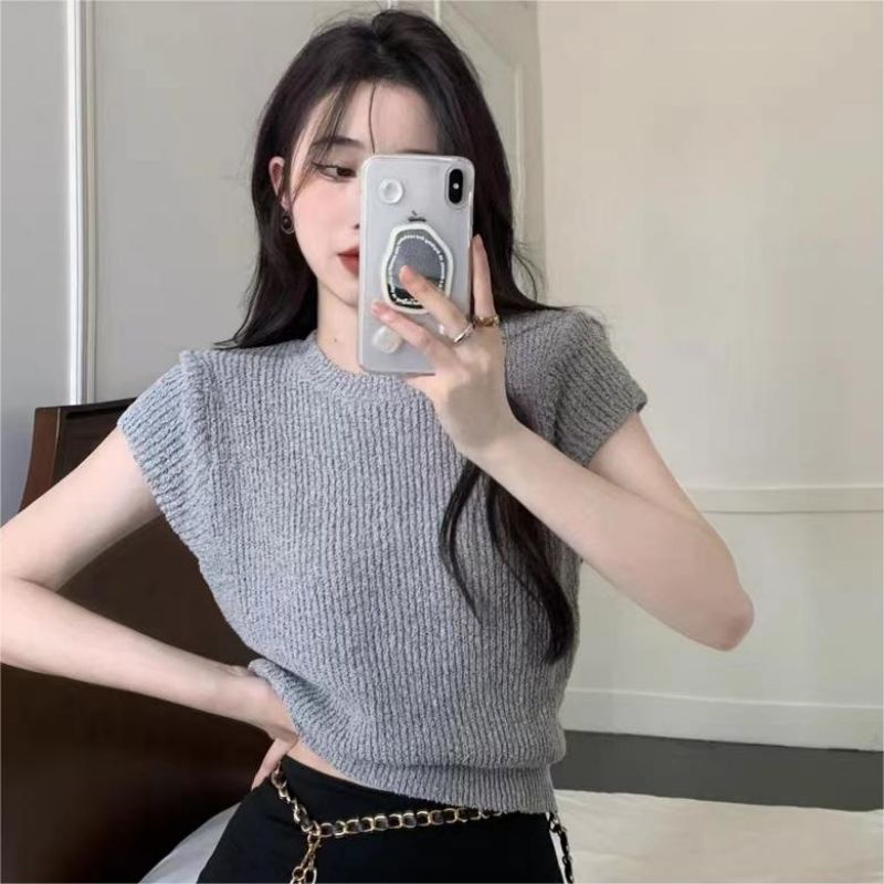 NRVP Áo Thun Nữ Ngắn Tay Màu Trơn Lưng Đẹp Thoải Mái Phong Cách Hàn Quốc