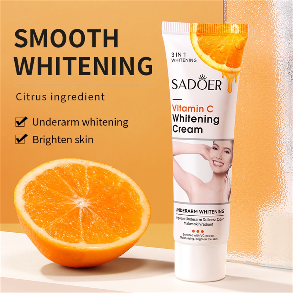 SADOER Kem Làm Trắng Nách Vitamin C Dưỡng Ẩm Tẩy Trắng Thuốc Mỡ Loại Bỏ Melanin Làm Mờ Các Vết Thâm Vùng Riêng Tư Kem Dưỡng Da Đầu Gối Chăm Sóc Da Toàn Thân -pikalu