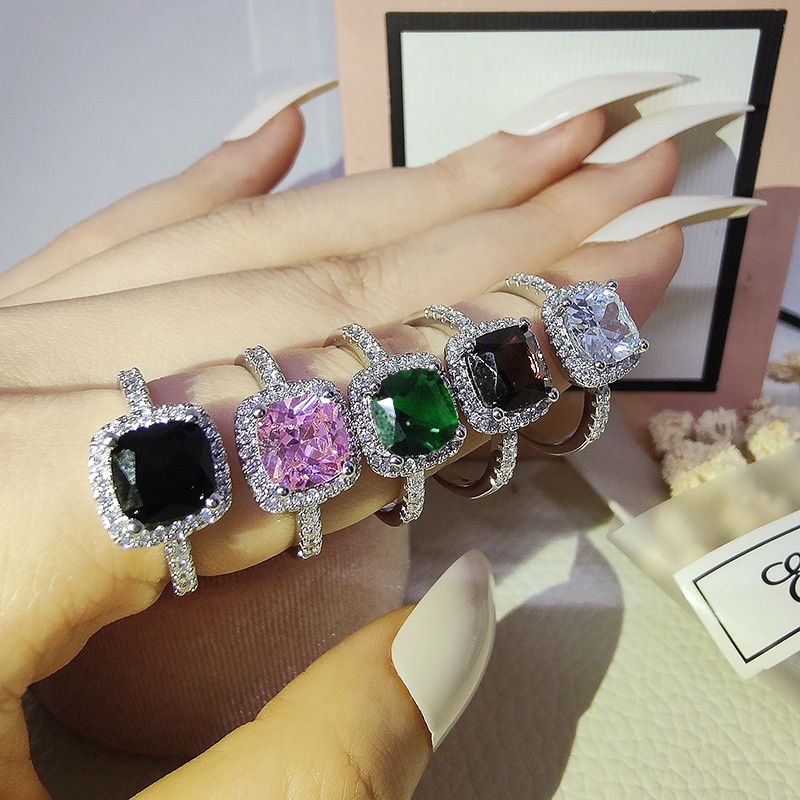 Nhẫn Mặt Vuông Đính Đá Zircon Thời Trang Âu Mỹ Cho Nữ