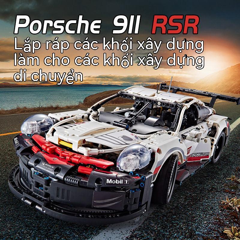 Tương thích Lego lắp ráp Porsche 911RSR mô hình xe điều khiển từ xa quà tặng bé trai khối xây dựng đồ chơi