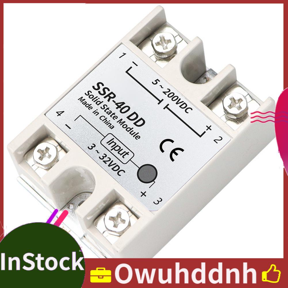 Owuhddnh Solid State Relay Pure Red Copper Intelligent Chip Stable Performance High Safety SSR 40DD