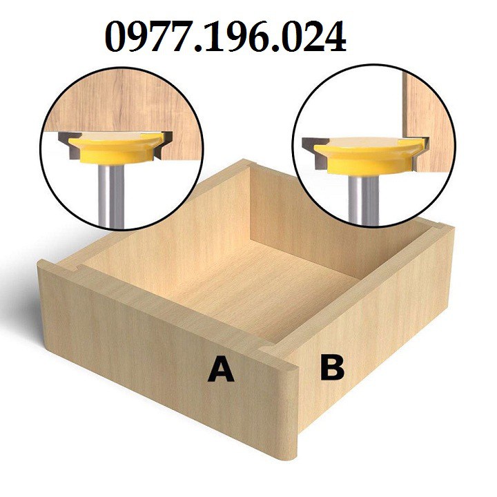 Mũi dao phay ghép mộng hộc tủ ngăn kéo cốt 12ly7 ~ Mủi soi máy phay gỗ router cầm tay .
