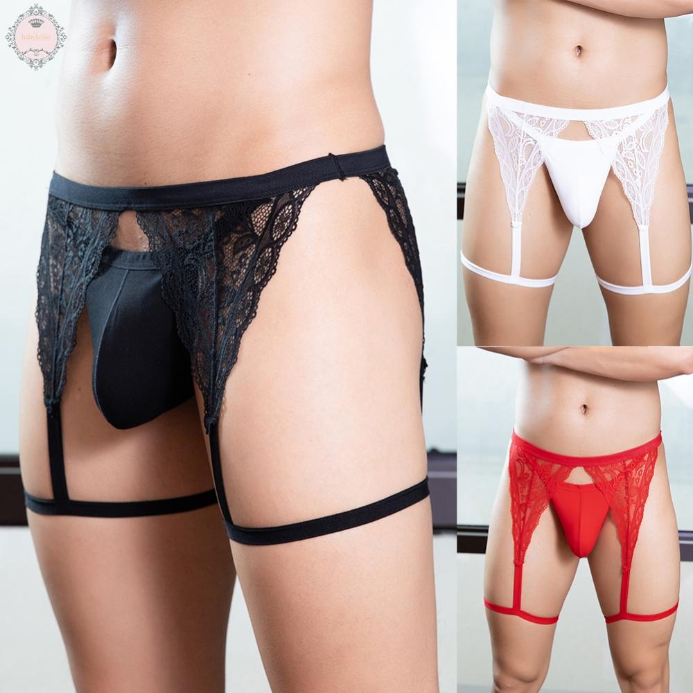 Mens Briefs Thong Underpants Bulge Pouch G-String Jockstrap Lace Leg Strap