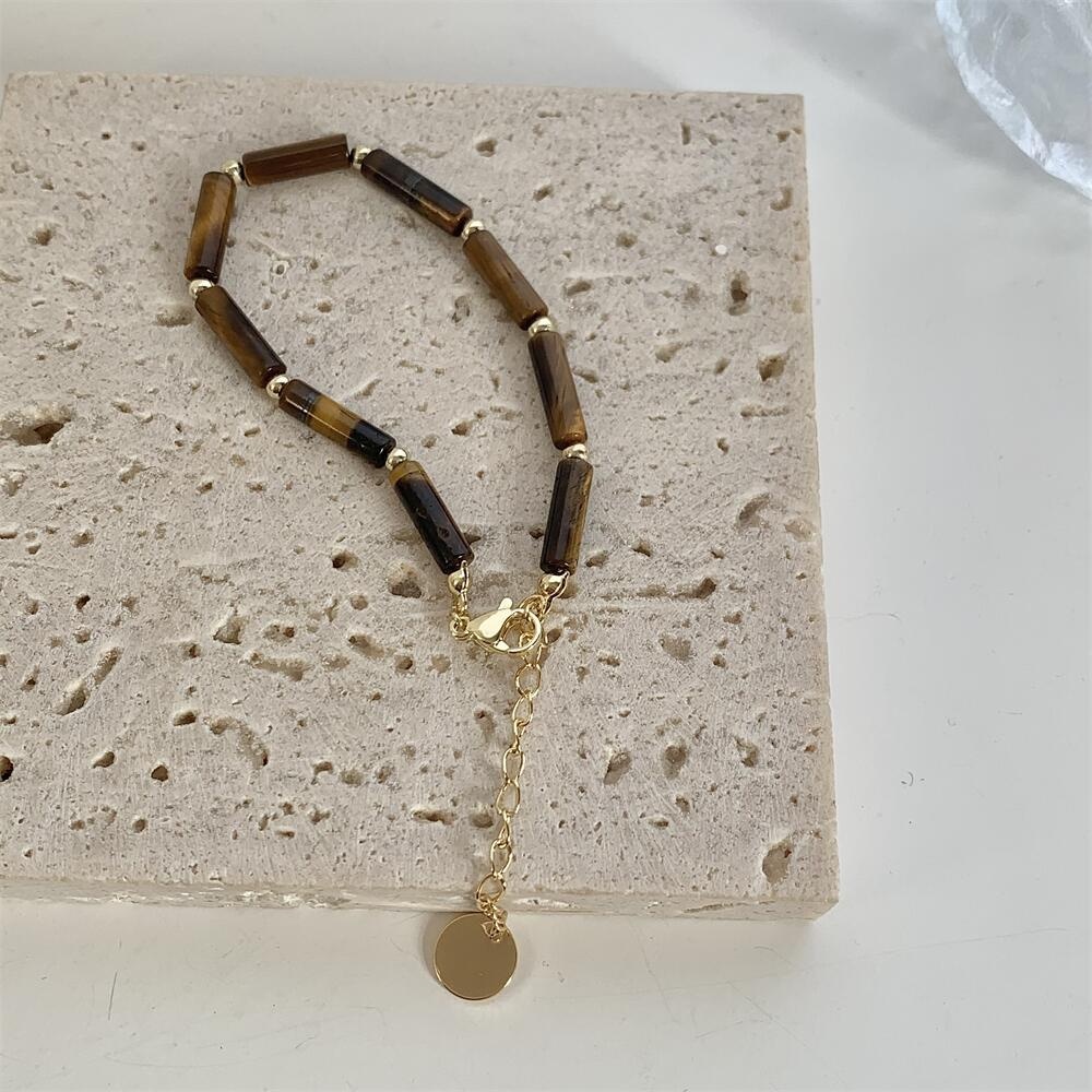 Vòng Tay Đá Nâu Tự Nhiên Đơn Giản Phong Cách Trung Hoa Dành Cho Nam Nữ