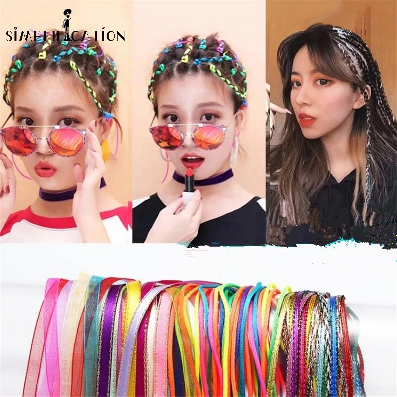 Dây Bện Tóc Nhiều Màu Sắc 90cm Phong Cách Bohemia
