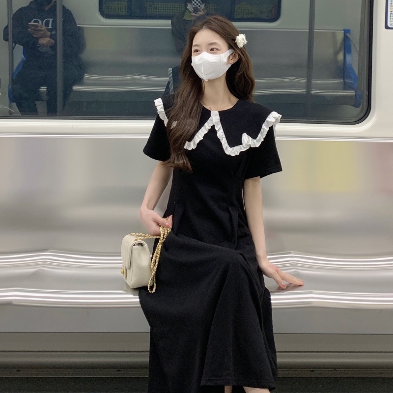 Đầm Nữ Tay Ngắn Nhấn Eo Thời Trang Mùa Hè Phong Cách Pháp Ngọt Ngào