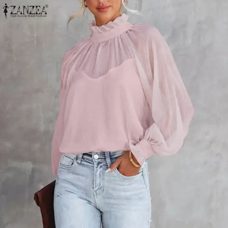 Zanzea Áo Nữ Tay Dài Cổ Đứng Thời Trang Cá Tính