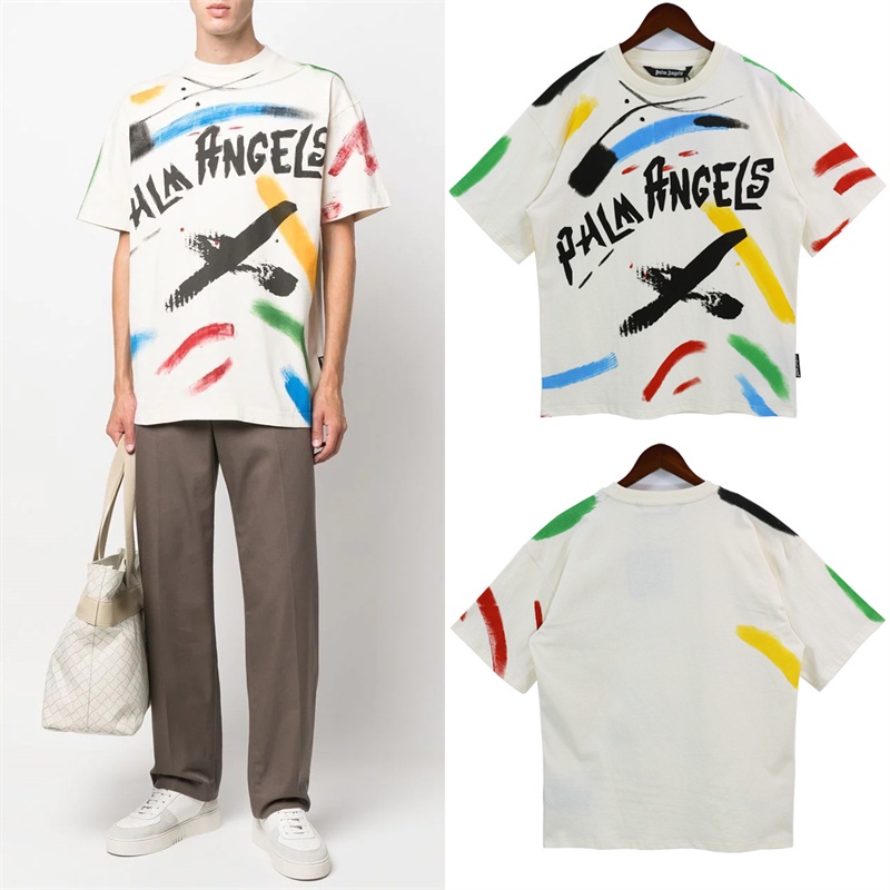 Áo Thun baggy Hipster Tay Ngắn Cổ Điển Mỹ Palm Angels2023ss 2032