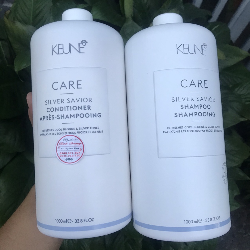 Gội xả tím khử vàng dành cho tóc nhuộm màu sáng Keune CARE Silver Savior 1000mlx2
