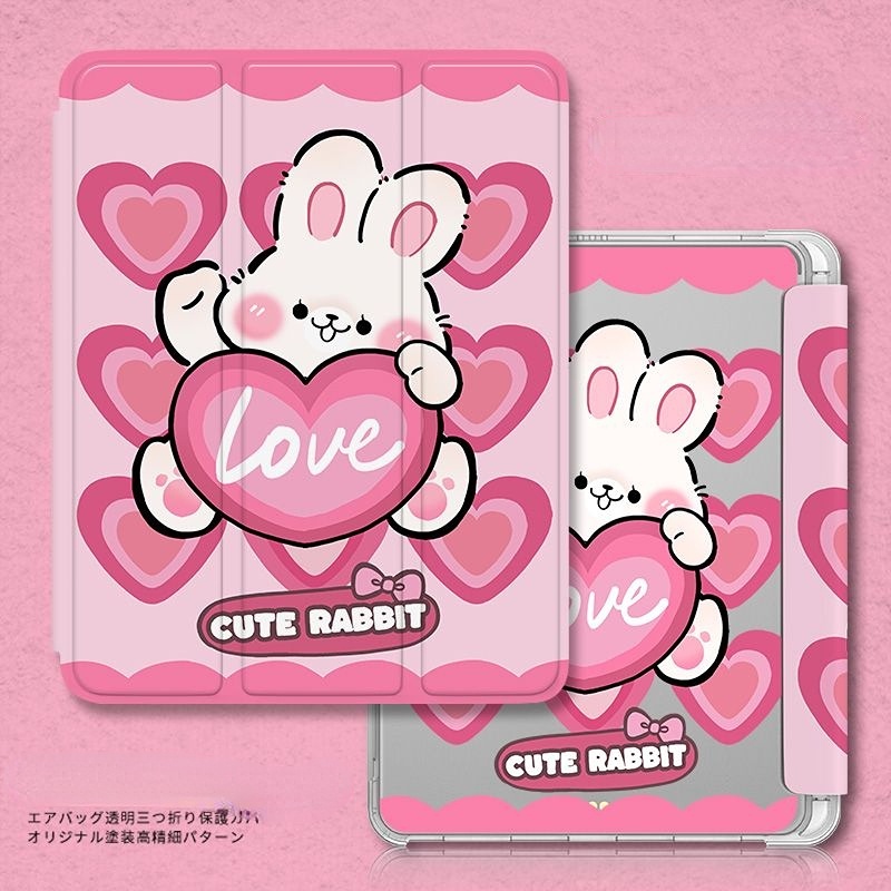 Ốp Máy Tính Bảng TPU Hình Thỏ Cho iPad 7th / 8th / 9th gen 10.2 10.5 Air3 / iPad 9.7gen5 / 6 iPad Pro11 2020 / 2021 air4 / 510.9 mini 4 5 mini6 Giá Đỡ