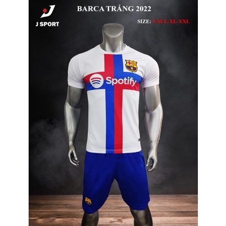 BỘ ÁO BÓNG ĐÁ Justplay Barce Màu Trắng