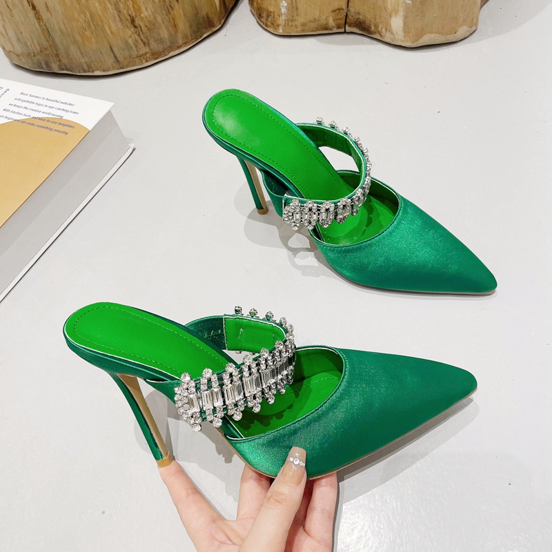 Giày Cao Gót Mũi Nhọn Đính Đá Thời Trang Cho Nữ Size 35-42