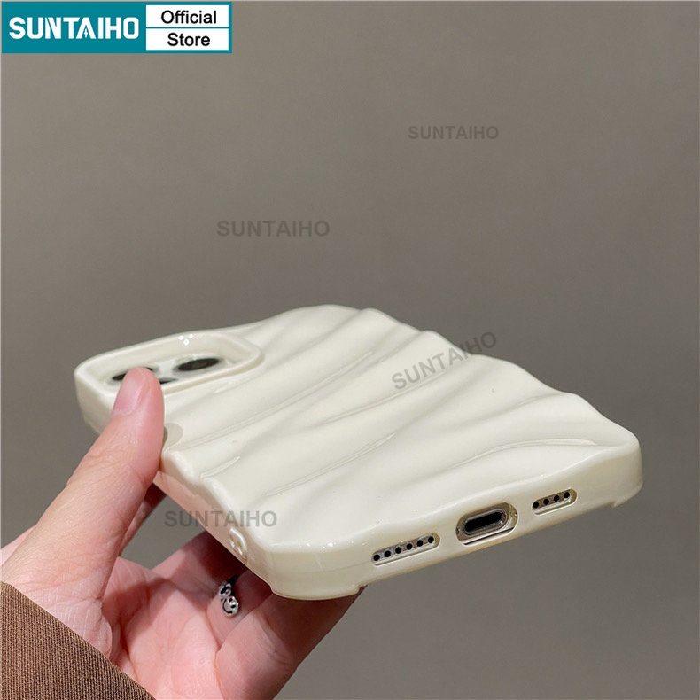 Suntaiho Ốp lưng iphone Ốp Điện Thoại Silicone Mềm Xếp Ly Ba Chiều Lấp Lánh Cao Cấp Cho IPhone 14 Pro Max 12 13 11 Pro Max XR XS Max 6 7 8 Plus