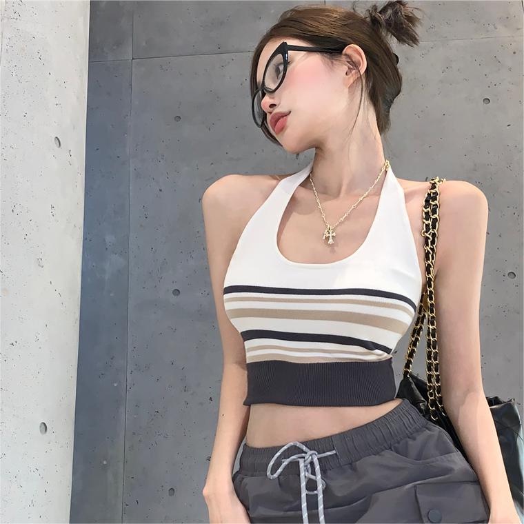 Áo Hai Dây Họa Tiết Kẻ Sọc Thiết Kế Mới Quyến Rũ Thời Trang Dành Cho Mùa