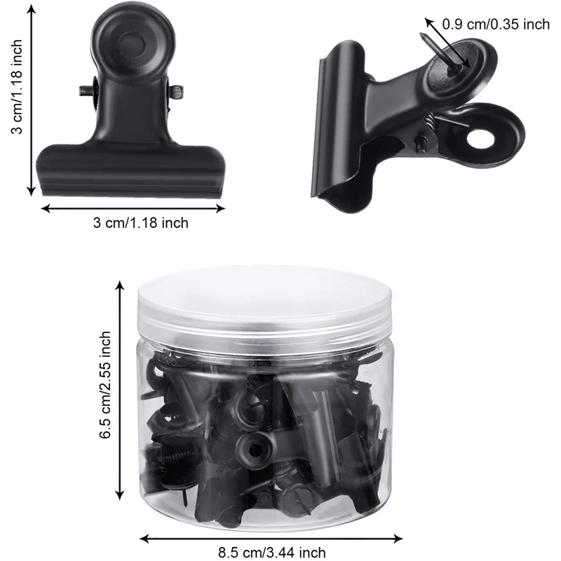 Set 60 Ghim Kẹp Bấm Màu Vàng Hồng / Đen Chuyên Dụng Cho Dự Án Trường Học