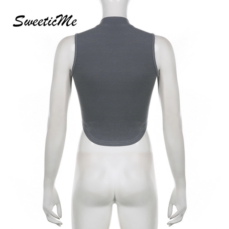 Áo Thun Thể Thao Sát Nách Phối Màu Tương Phản Có Khóa Kéo Thời Trang 2023 Cho Nữ