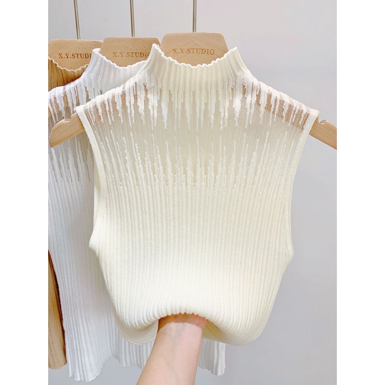 Áo Croptop Sát Nách Cổ Lọ Thiết Kế Khoét Quyến Rũ