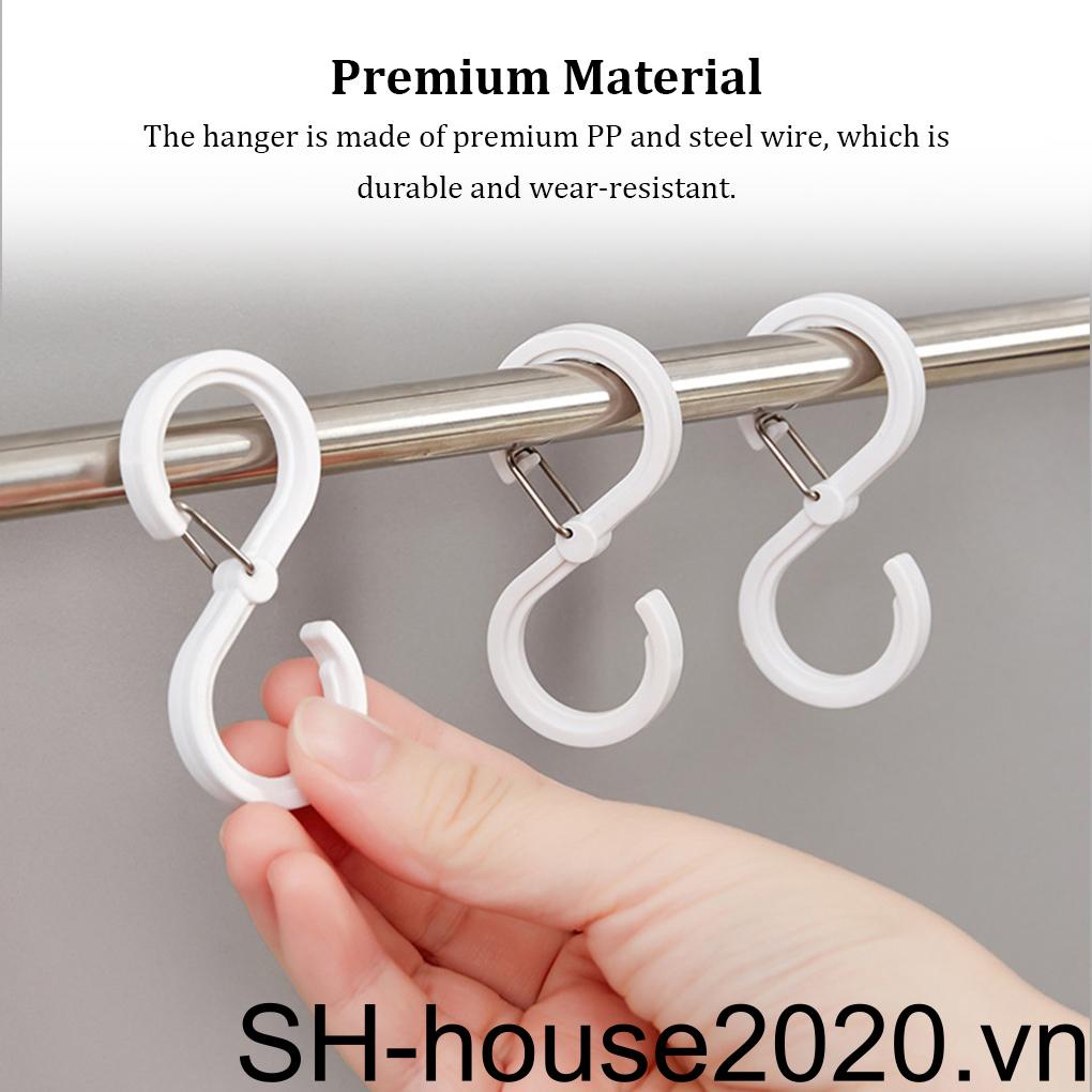 Set 8 Móc Treo Đồ Hình Chữ S Không Đục Lỗ Màu Trắng Tiện Dụng Cho Nhà Bếp / Phòng Tắm