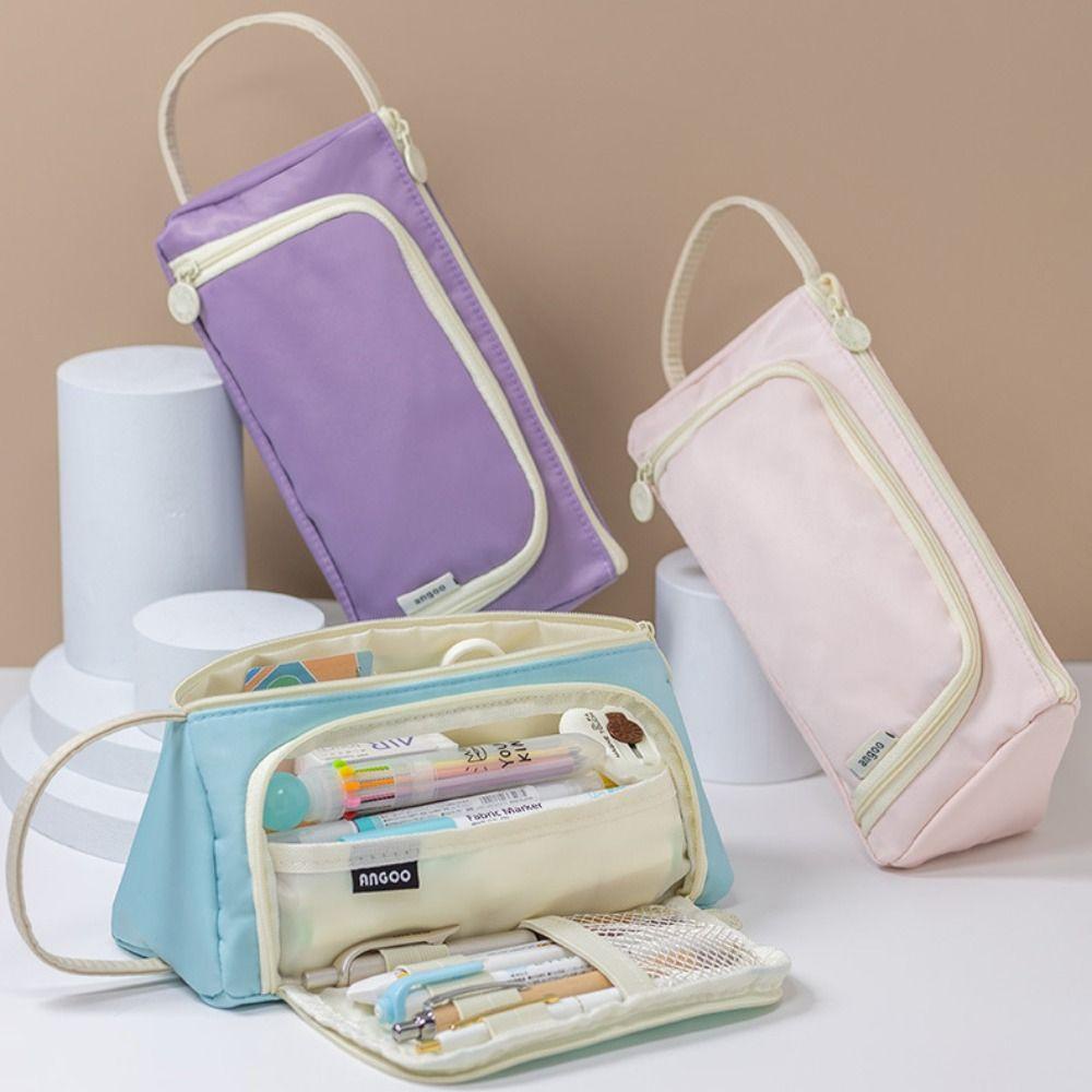 Túi Đựng Bút Màu Trơn Ngăn Chứa Rộng Ốp