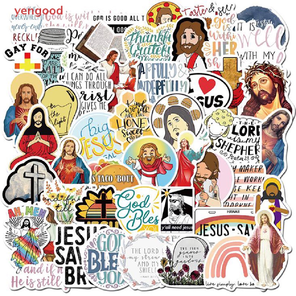 (YGD) 50Pcs Jesus Christians Cartoon Graffiti Stickers Laptop Skateboard Luggage Decal