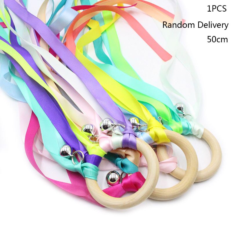 Vòng Ruy Băng Tự Nhiên Màu Cầu Vồng Có Chuông Dùng Làm Quà Tặng Cho Bé Mọc Răng