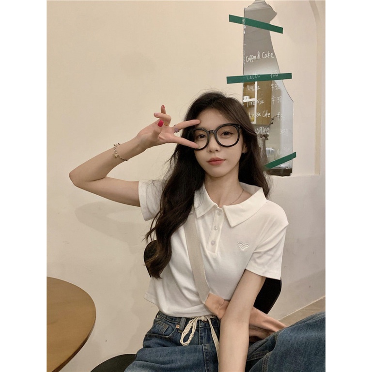 Áo Thun Tay Ngắn Cổ polo Phong Cách Hàn Quốc Thời Trang Mùa Hè 2023 Mới Cho Nữ