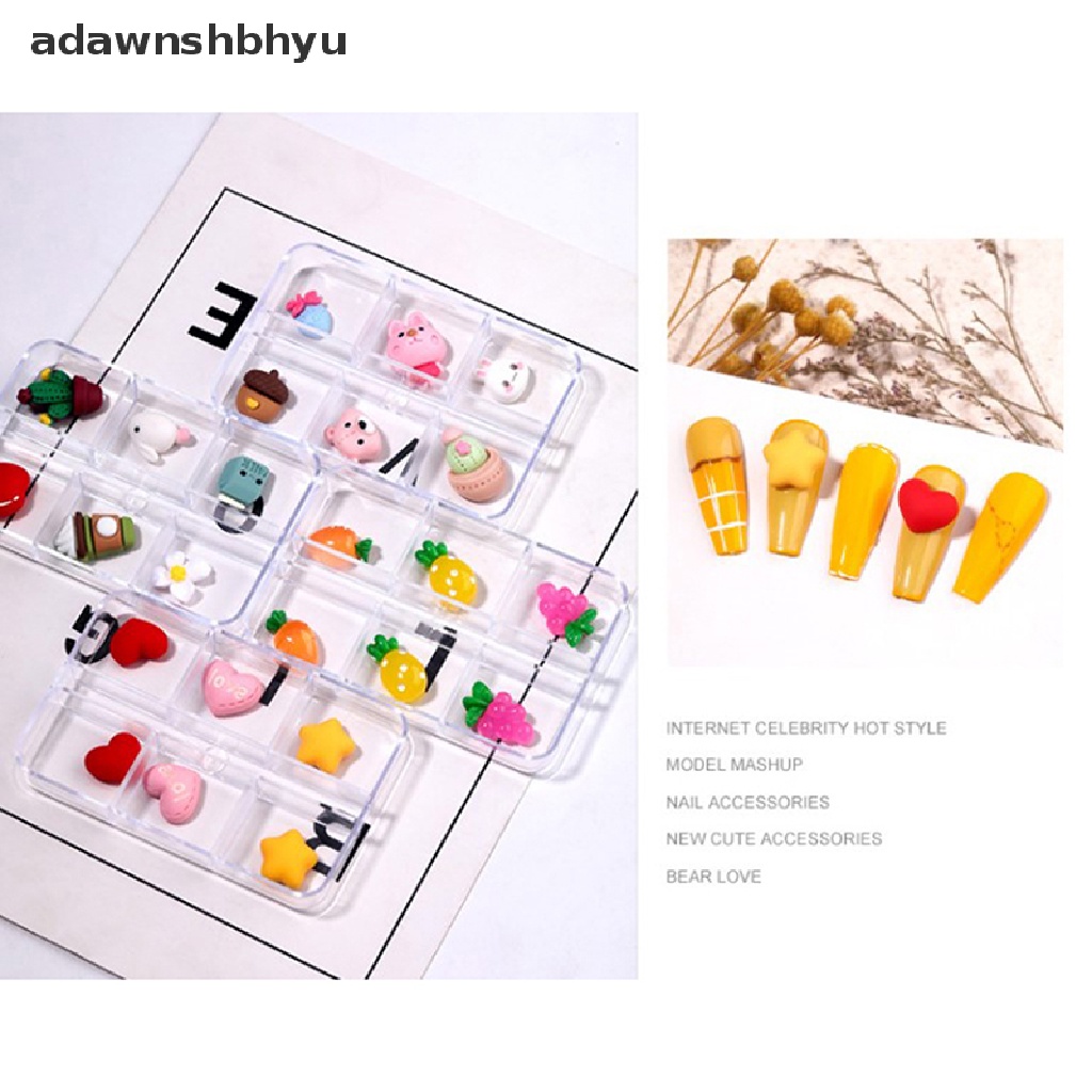 Hộp Nhựa Resin 6 Ngăn Hình Thỏ Hoạt Hình Trang Trí Móng Tay