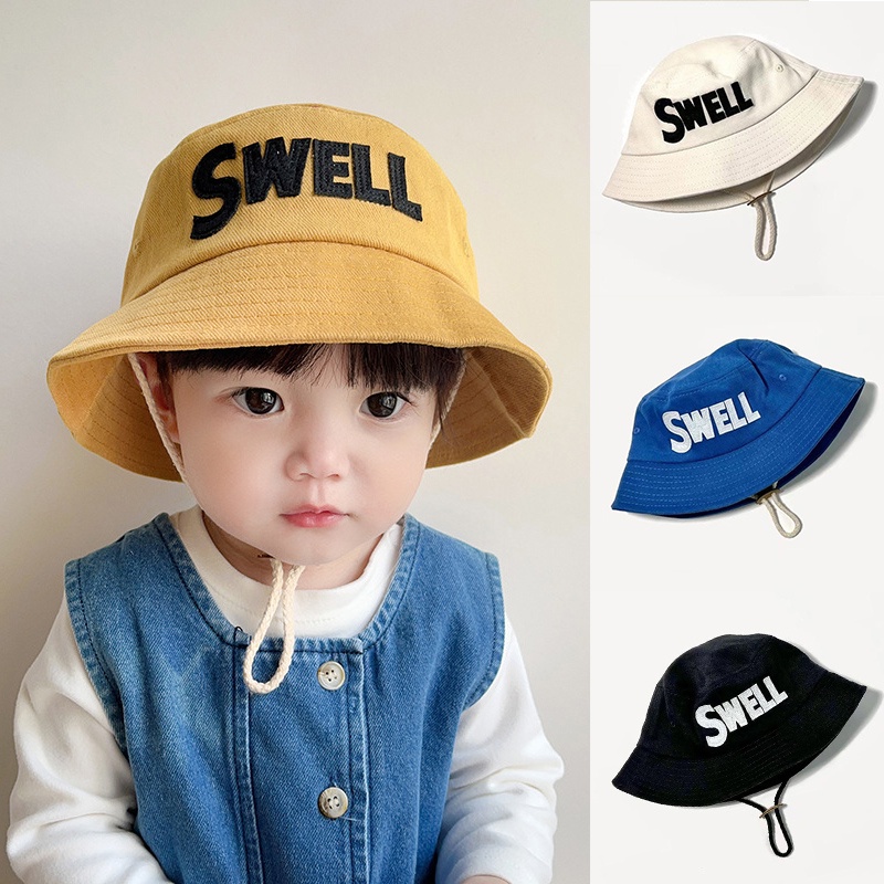 Mũ Bucket Thêu Chữ Thời Trang Năng Động Cho Bé 1-6 Tuổi
