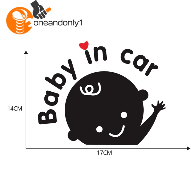 Miếng Dán Cảnh Báo Baby In Car D-1023 Họa Tiết Hoạt Hình Dễ Thương Vui Nhộn Trang Trí Xe Hơi