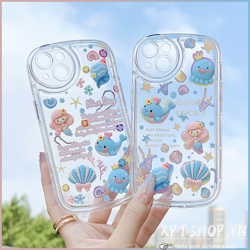Ốp Điện Thoại Mềm Chống Sốc In Hình Nàng Tiên Cá Cho iphone 15 pro max14 13 12 11 pro max xr ix 7p 8plus