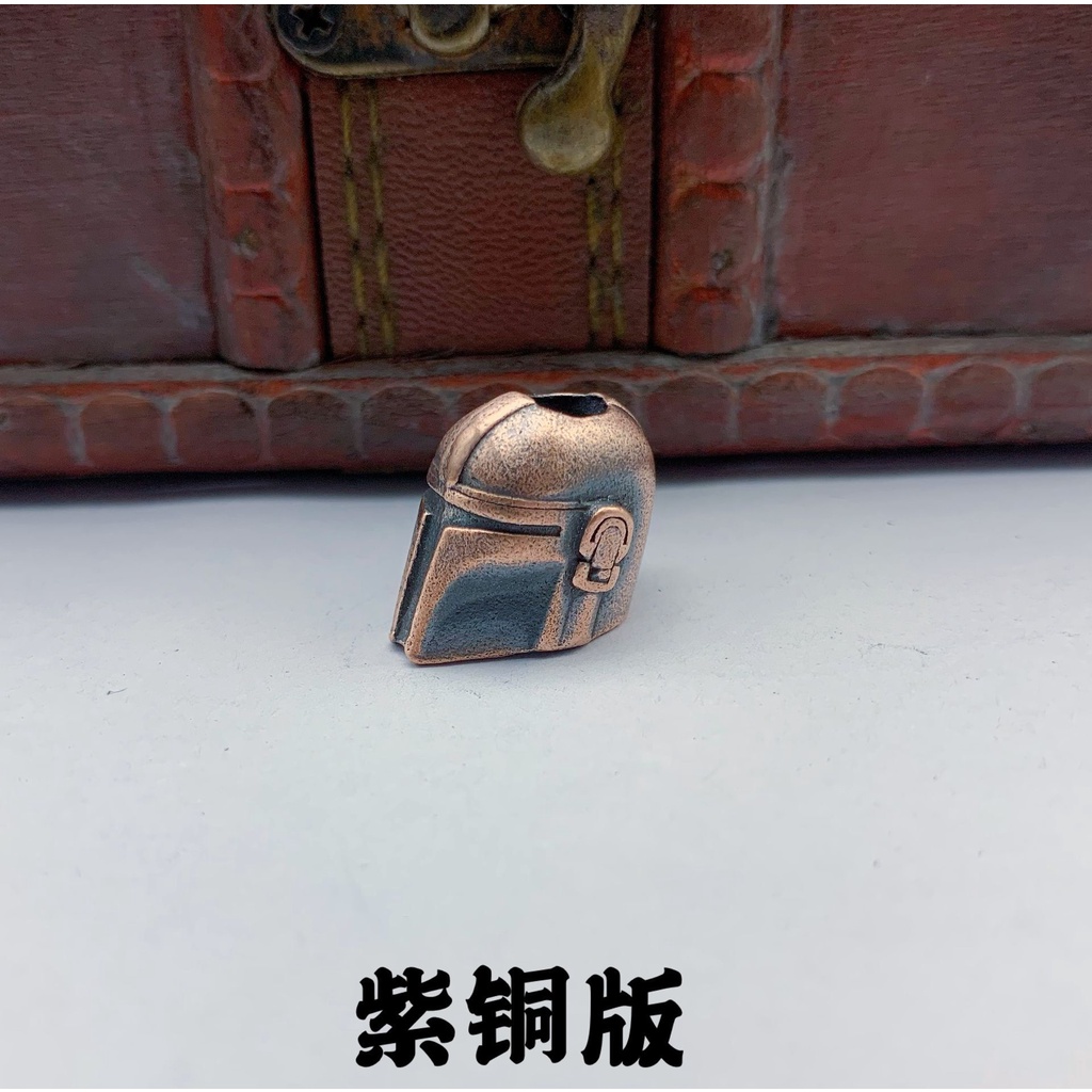 Móc Điện Thoại / Chìa Khóa Bằng Đồng Nguyên Chất Chạm Khắc Hình Star Wars Mandalorian Niche Edc