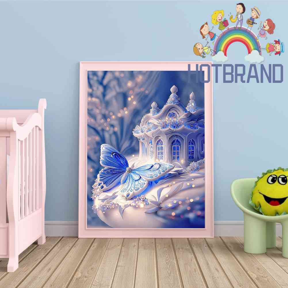 Tranh Đính Hạt Nhựa Resin 5D DIY Hình Ngôi Nhà Bướm Trang Trí Văn Phòng / Nhà Ở