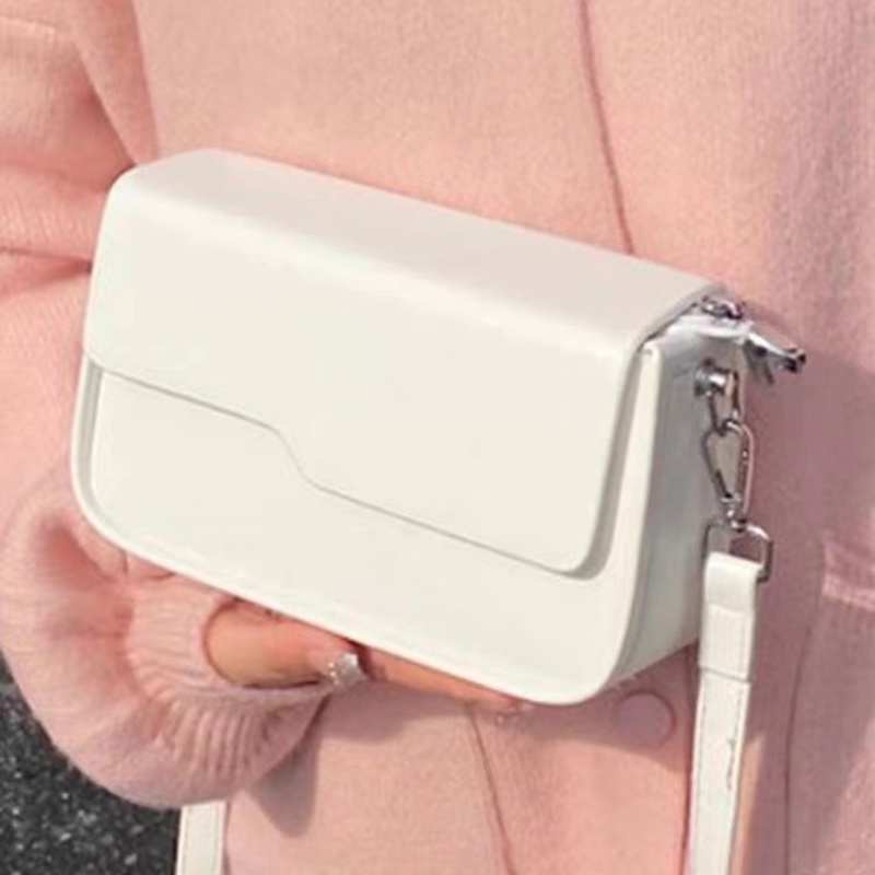 Ielgy Túi Đeo Vai Hình Vuông Màu Trắng Đựng Điện Thoại Phong Cách Vintage Thời Trang Dễ Phối Đồ Cho Nữ