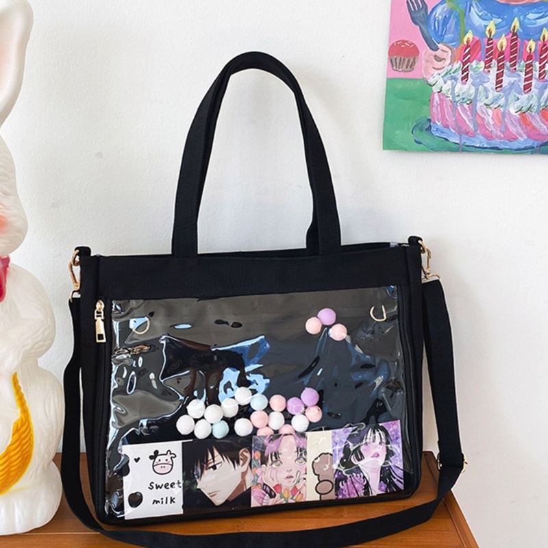 Túi Đeo Chéo Vai Bằng Vải Canvas Có Sức Chứa Lớn Phong Cách Harajuku Dành Cho Nữ