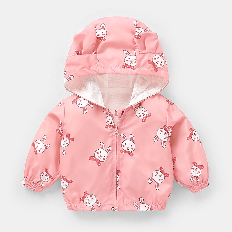 Áo Khoác Chống Nắng Thoáng Khí Có Khóa Kéo In Họa Tiết Khủng Long / Thỏ Dễ Thương Cho Bé 0-4 Tuổi