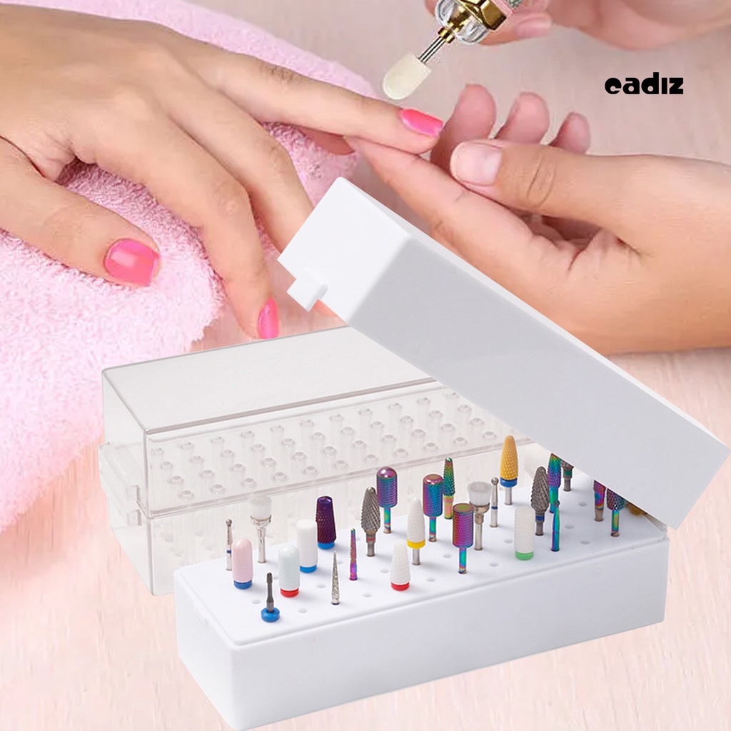 Hộp Đựng Mũi Khoan Móng Tay 48 Lỗ Bằng Nhựa Trong Suốt Chống Bụi Tiết Kiệm Không Gian DIY