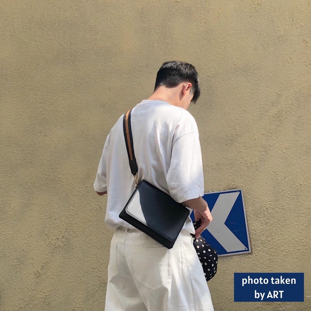 Túi đeo chéo đeo vai nam nữ da pu cao cấp chống nước hình vuông phong cách retro hàn quốc trẻ trung Bomo