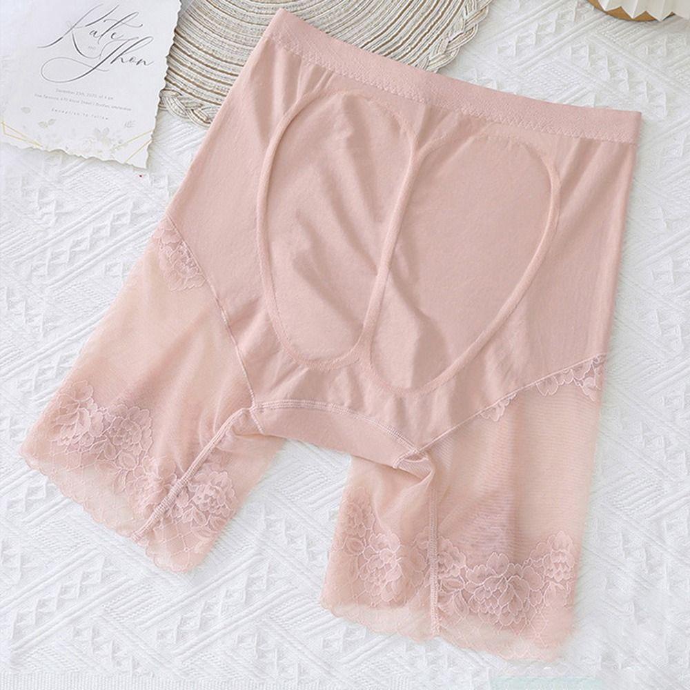 Quần Lót Ngắn Lưng Cao Phối Ren Hoa An Toàn Mùa Hè Plus Size WMES15H Cho Nữ