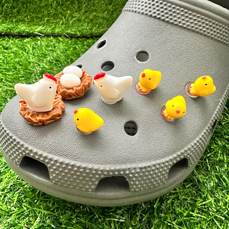 Sticke Set 7 / 14 Ghim Cài Giày 3D Hình Gà Con Dễ Thương phụ kiện dép croc jibbitz charms Nút Gắn Trang Trí Giày Dép Jibbitz, Sticker, Charm Xinh Xắn Đáng Yêu