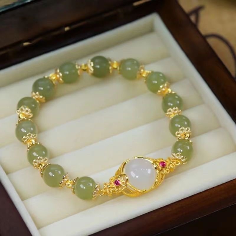 Vòng Tay Chuỗi Hạt Ngọc Bích Giả Phong Cách Trung Hoa Đơn Giản Thời Trang Cho Nữ
