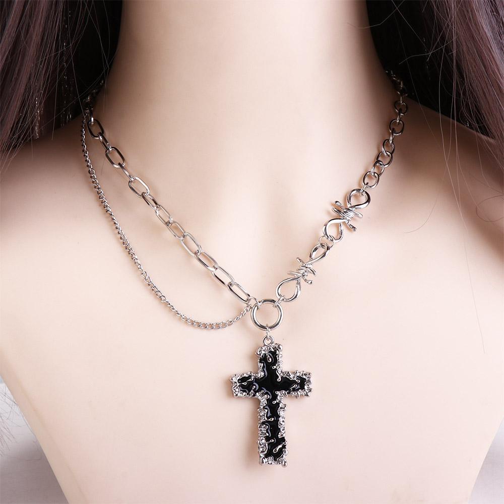 Dây Chuyền Mặt Thánh Giá Sáng Tạo Cá Tính Cho Nam|Vòng Cổ Choker Kim Loại Phong Cách Vintage Hàn Quốc