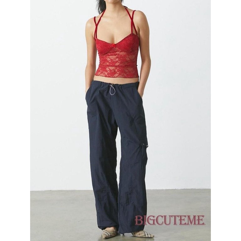 [] - Áo Hai Dây Phối Ren Xuyên Thấu Hở Lưng Thời Trang Mùa Hè Cho Nữ