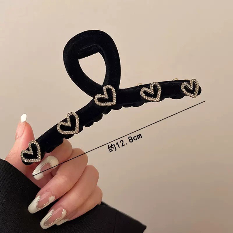 Kẹp Tóc Đính Đá Hình Trái Tim Lớn 13cm Thời Trang Mùa Hè Cho Nữ