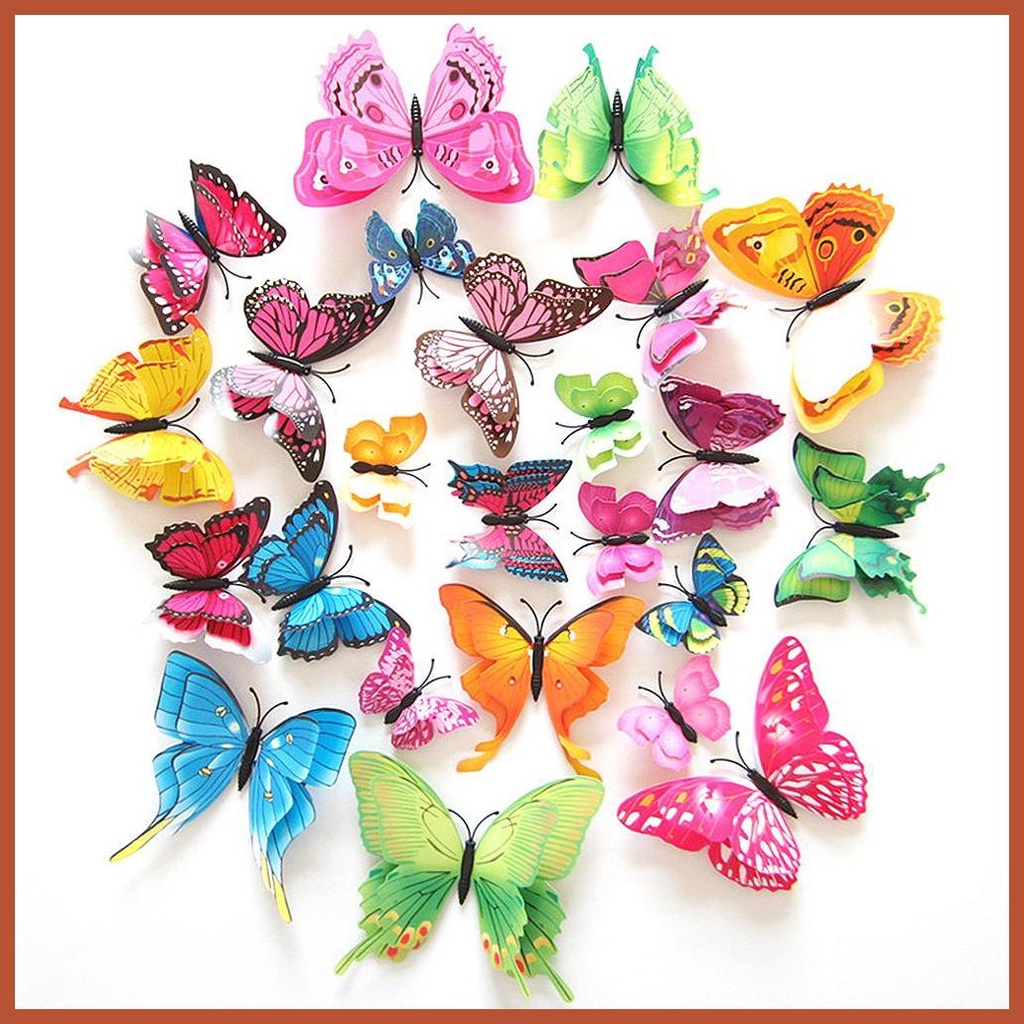 Set 12 Sticker Nam Châm Hình Bướm 3D Dán Tủ Lạnh
