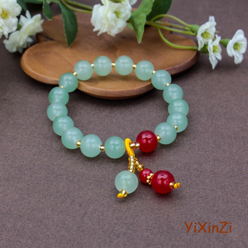 Yixinzi Vòng Tay Hạt Đá Ngọc Bích Xanh Thời Trang