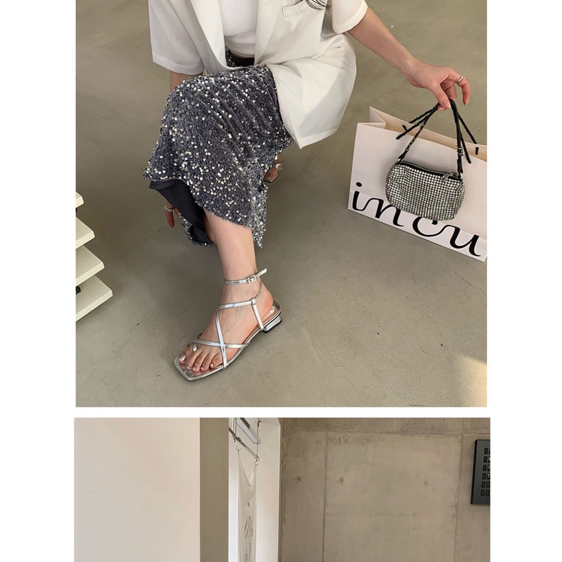 Giày Sandal Đế Thấp Mũi Vuông Thời Trang Mùa Hè 2023 Dành Cho Nữ