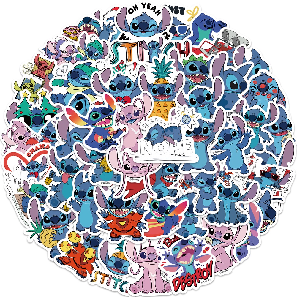 ❉ Disney. Hình Dán Lilo &amp; Stitch Series 02 ❉ Bộ 50 Sticker Chống Thấm Nước Họa Tiết Doodle Hợp Thời Trang
