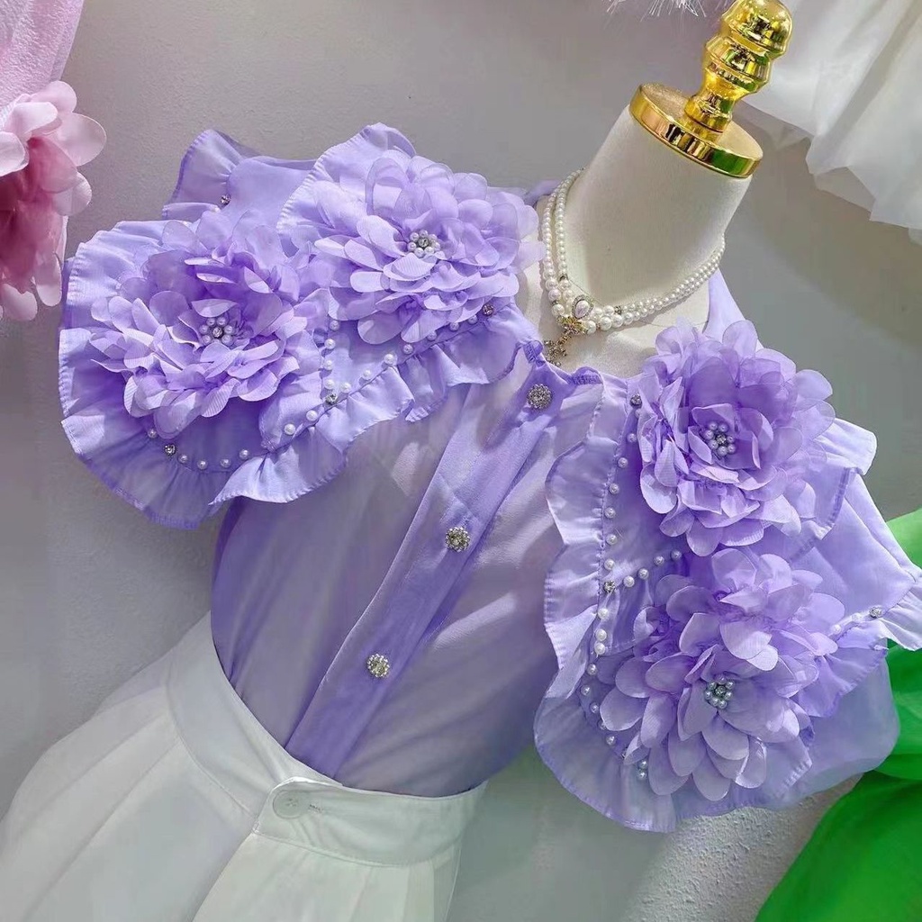 Áo Sơ Mi Phối Bèo Lá Sen Ba Chiều Thời Trang Mùa Hè 2023 Hàng Mới Dành Cho Bạn Nữ