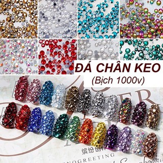 Bịch đá tiệp chân keo 1440 viên mix size đủ màu đính trang trí móng tay